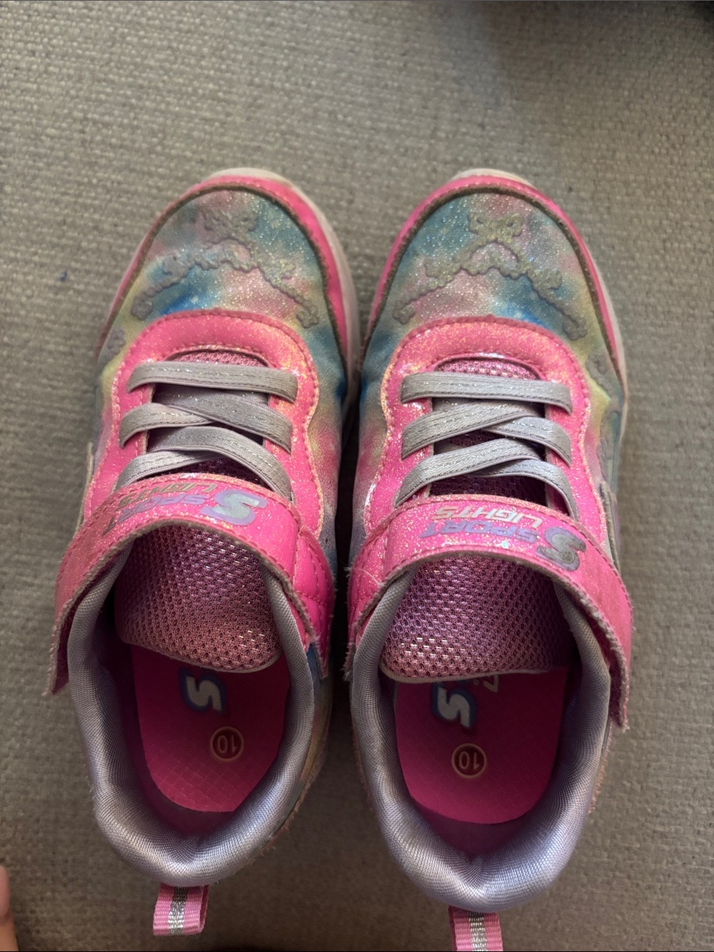 Skechers Kids Pink Glitter Rainbow-Accent Light-Up Sneakers